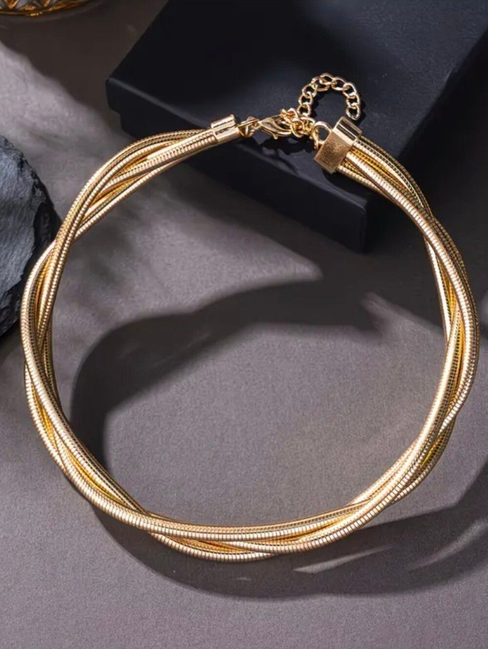 Gold Plated Coiled Serpent Collarbone Necklace